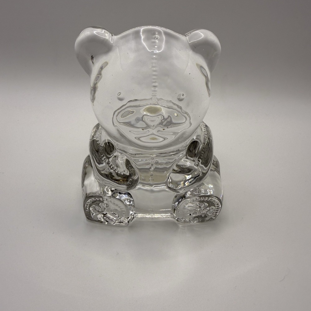 Vintage PARTYLITE Teddy Bear Candle Holder Votive Tea Light Clear Glass